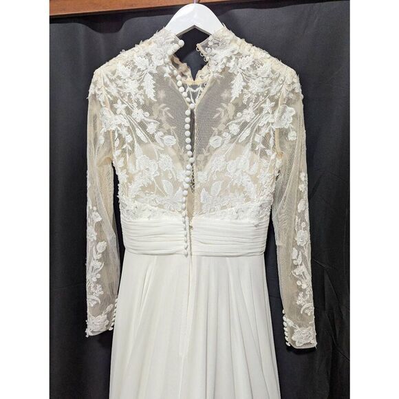 Justin Alexander Ivory/Nude Chiffon Bridal Gown NWT Size 10 Style 88140 - Picture 8 of 13